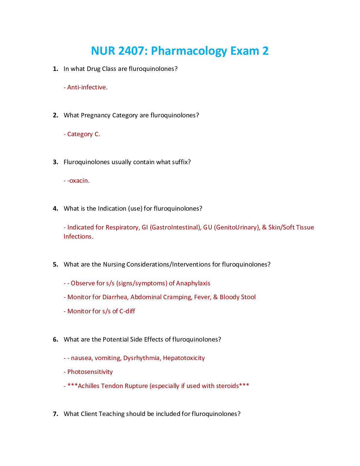 Preview image for NUR 2407 / NUR2407 Exam 2: Pharmacology Exam 2 Review (Latest 2021/2022) Rasmussen